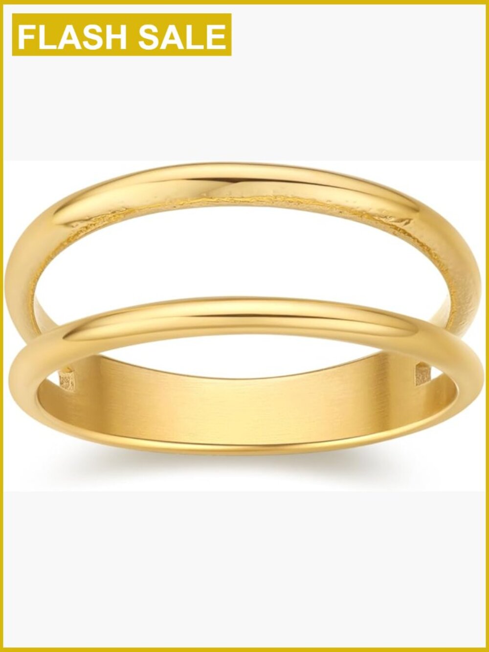 14K Gold Stacking Rings for Women Double Band Dainty Chunky Bamboo Heart